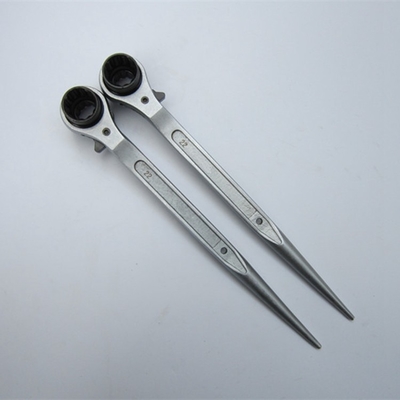 12 pulgadas de acero al carbono de largo mango puntiagudo andamio Podger llave de crujido 19mm 22mm doble tamaño de enchufe de crujido