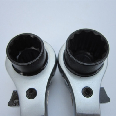 Peso ligero Torsión alta Negro fosfato CrV Acero llave de doble toma 19mm 22mm Podger Ratchet llave de escalón Ratchet